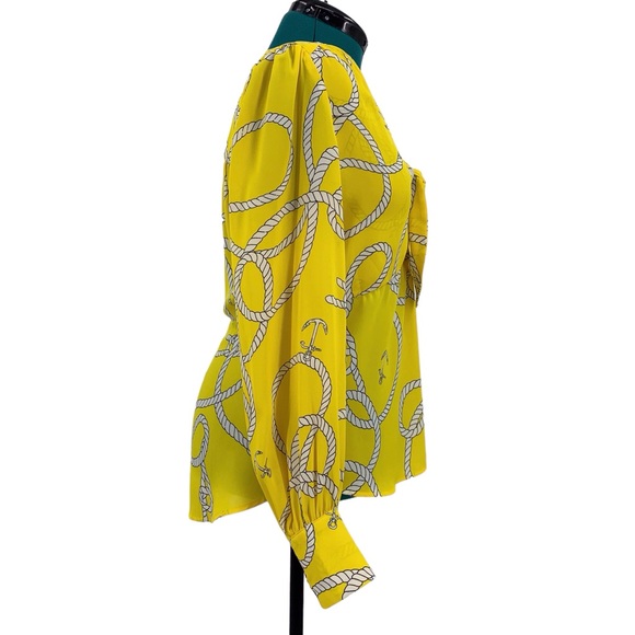 Cabi Reef Knot Blouse #5707 Plunging V-Neck Fitted Waist Bell Sleeve Top, Medium - Picture 11 of 17